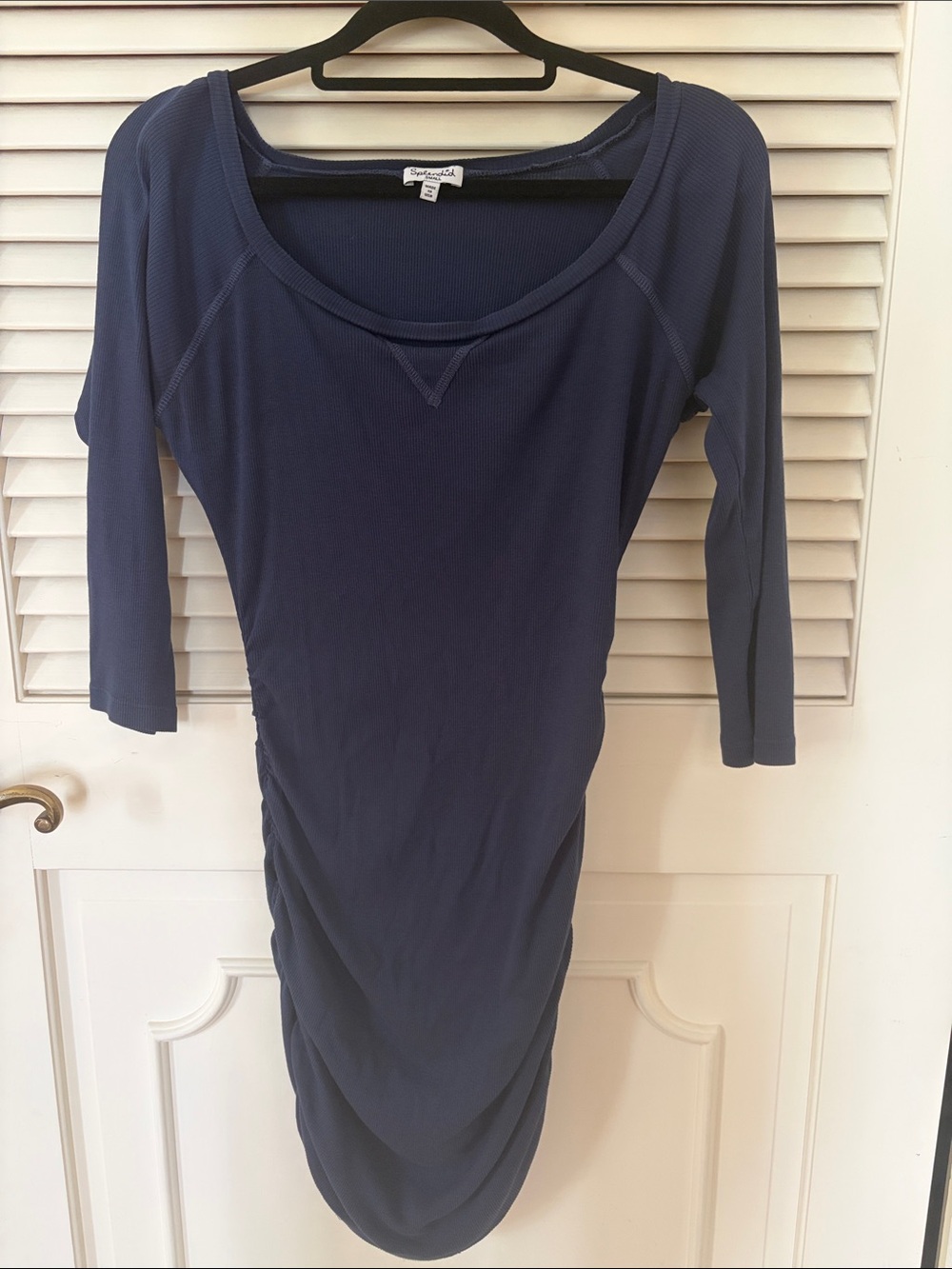 Splendid Navy Long-Sleeve Ruched Bodycon Dress